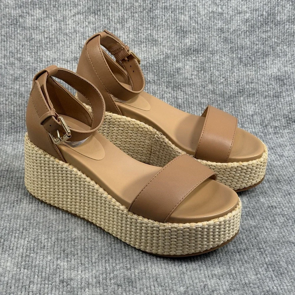 Dolce Vita Size-6.5 Women's Alumina Espadrille Sandals Wedge Brown